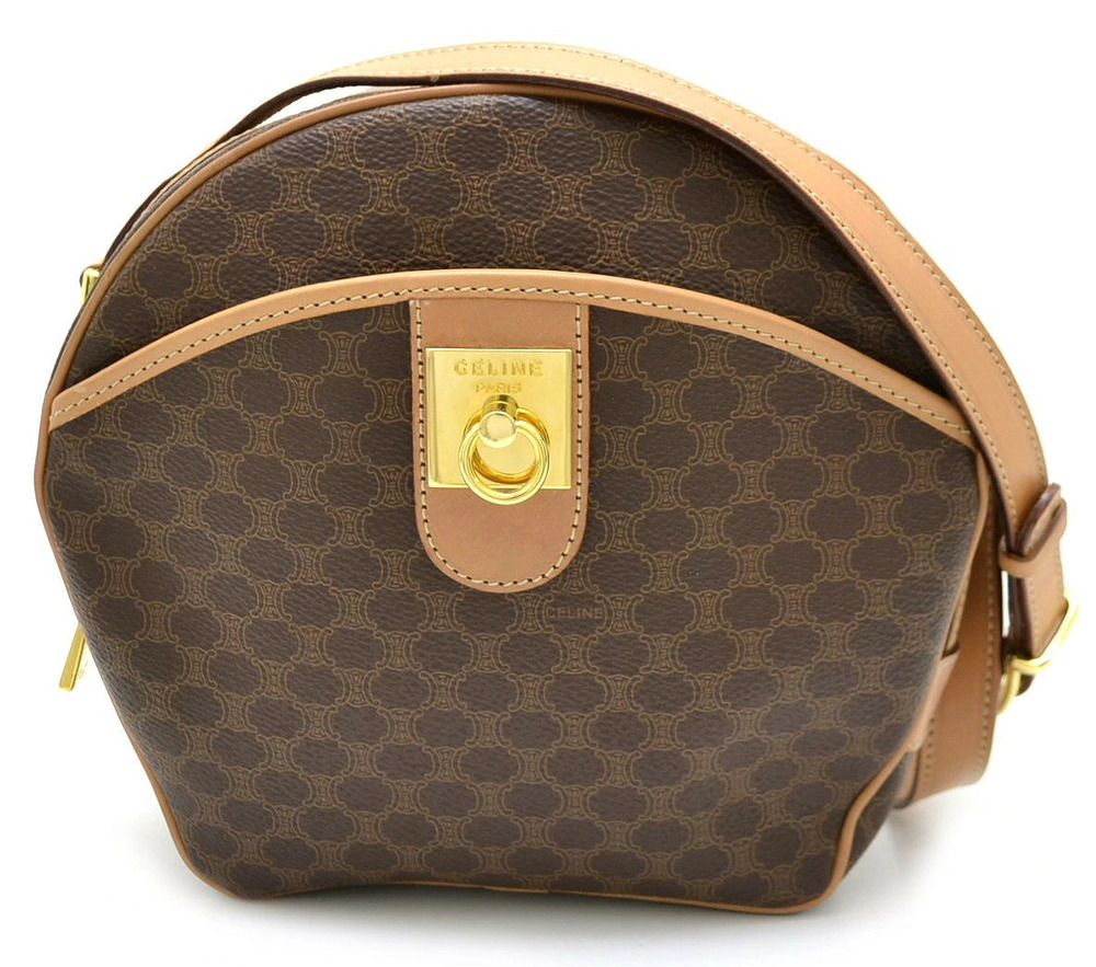 Celine Macadam Crossbody Bag leather brown dark